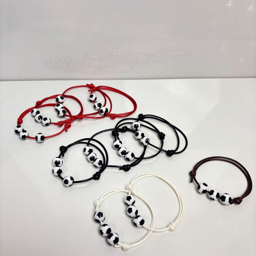 Soccer Team Favor Bracelet Set of 10 Soccer Ball Charm Cord Adjustable Team Gift